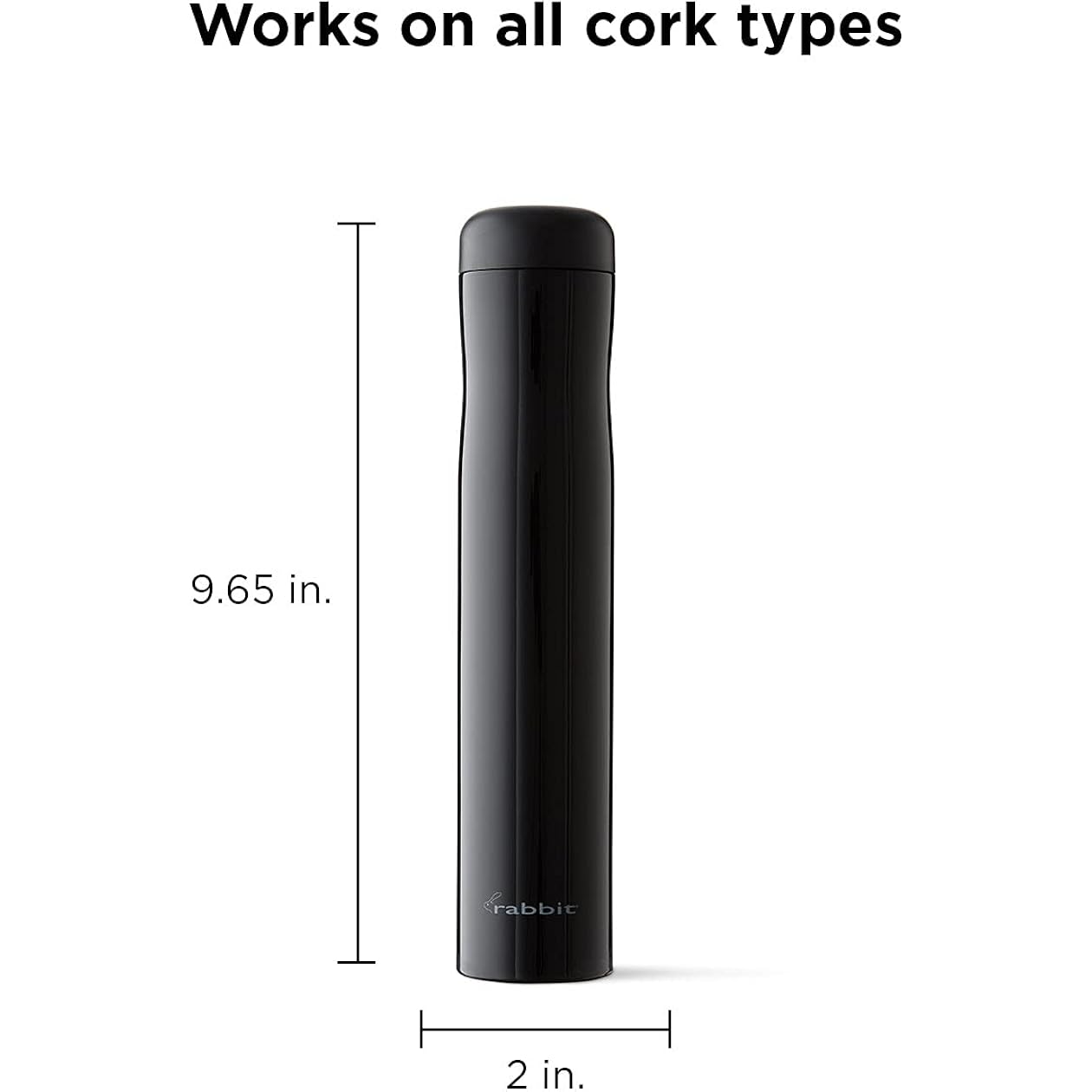 Rabbit Automatic Electric Corkscrew Wine Opener, Cordless Rechargeable, One-Touch Operation, Sleek Shiny Black Finish, Easy To Use For Wine Lovers