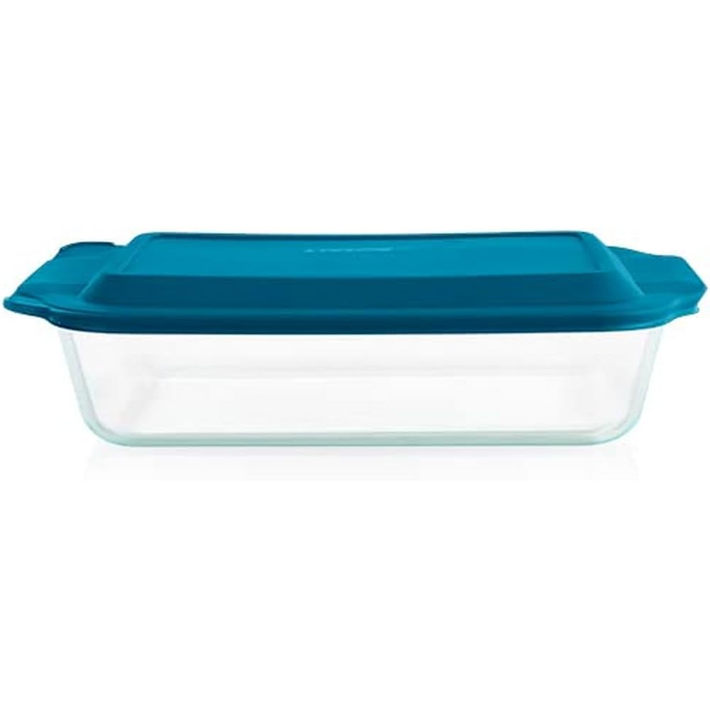 Pyrex Deep 9x13-Inch Glass Baking Dish with Lid, Deep Casserole Dish, Glass Food Container, Oven, Freezer and Microwave Safe, Clear Container