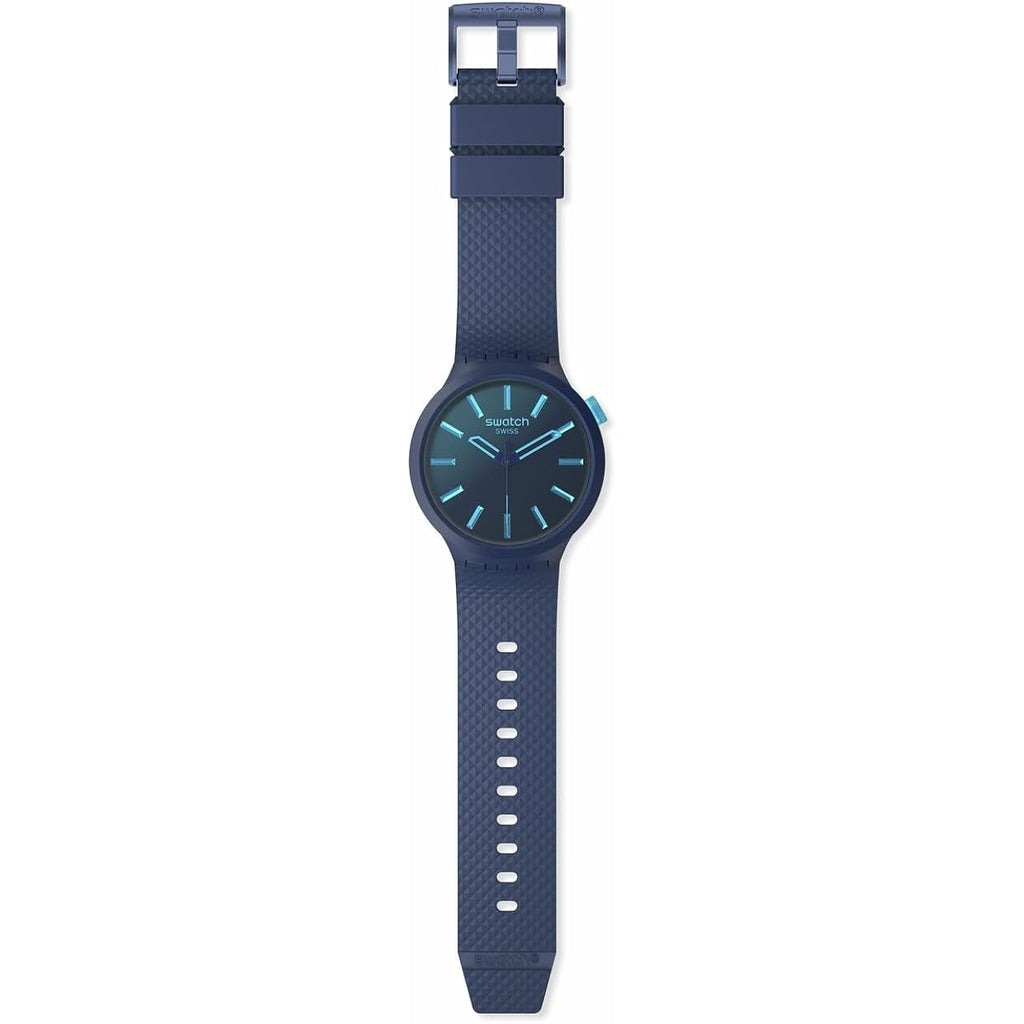 Swatch Big Bold Biosourced Lacquered Unisex Watch Casual Polymer Blue Automatic Waterproof Indigo Glow