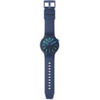 Swatch Big Bold Biosourced Lacquered Unisex Watch Casual Polymer Blue Automatic Waterproof Indigo Glow