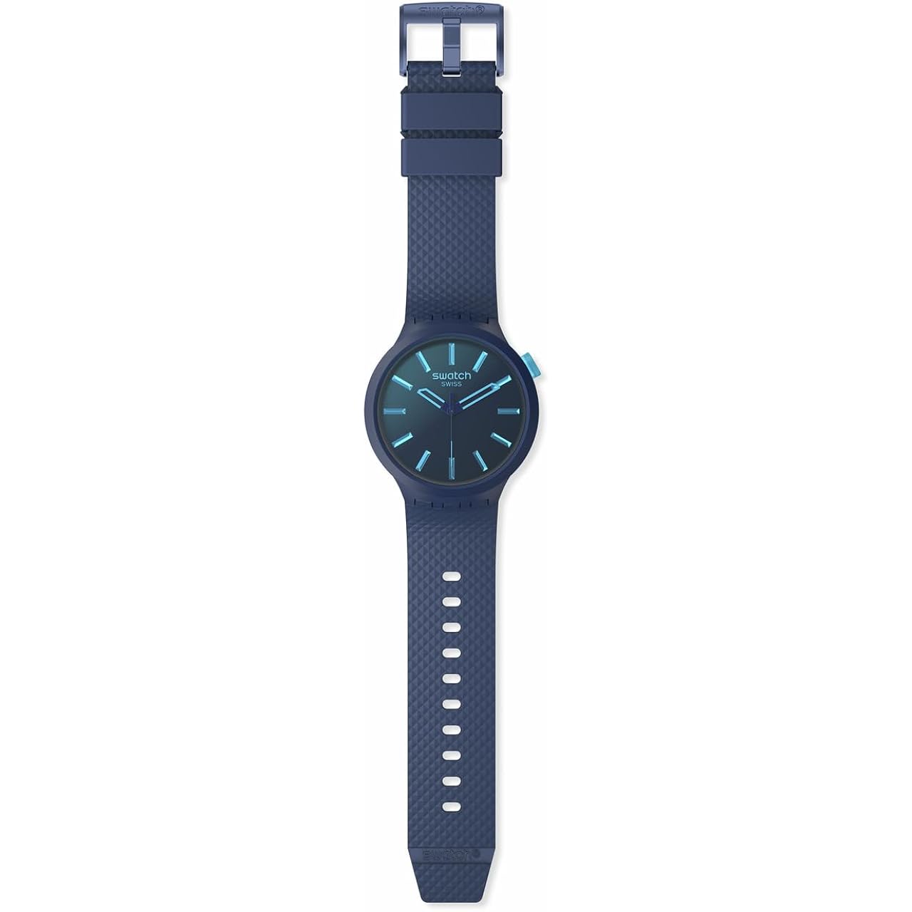 Swatch Big Bold Biosourced Lacquered Unisex Watch Casual Polymer Blue Automatic Waterproof Indigo Glow