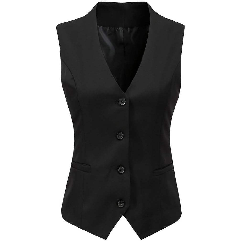 Women'S Formal Regular Fitted Business Dress Suits Button Down Vest Waistcoat