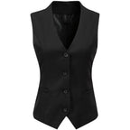 Women'S Formal Regular Fitted Business Dress Suits Button Down Vest Waistcoat