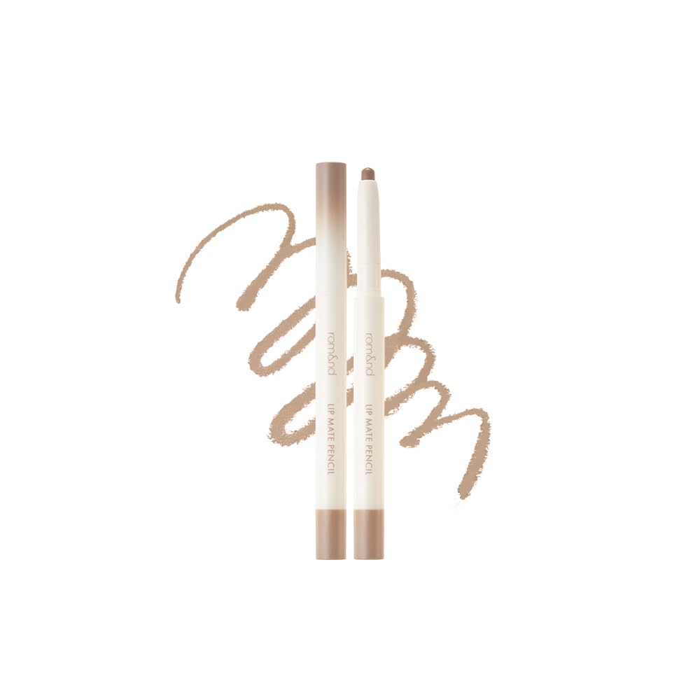 Rom&Nd Lip Mate Pencil 05 Taupey Shade - K-Beauty Natural Lip Contour & Liner With Built-In Blending Brush | 8-Hour Long-Lasting, Hydrating, Cool-Toned Definition For Fuller, Sculpted Lips