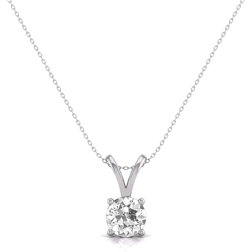 TimeLess Classics 4-Prong Set Round Cut Natural Solitaire Diamond Pendant Necklace for Women in 14K Gold - Fine Jewelry