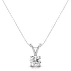 TimeLess Classics 4-Prong Set Round Cut Natural Solitaire Diamond Pendant Necklace for Women in 14K Gold - Fine Jewelry