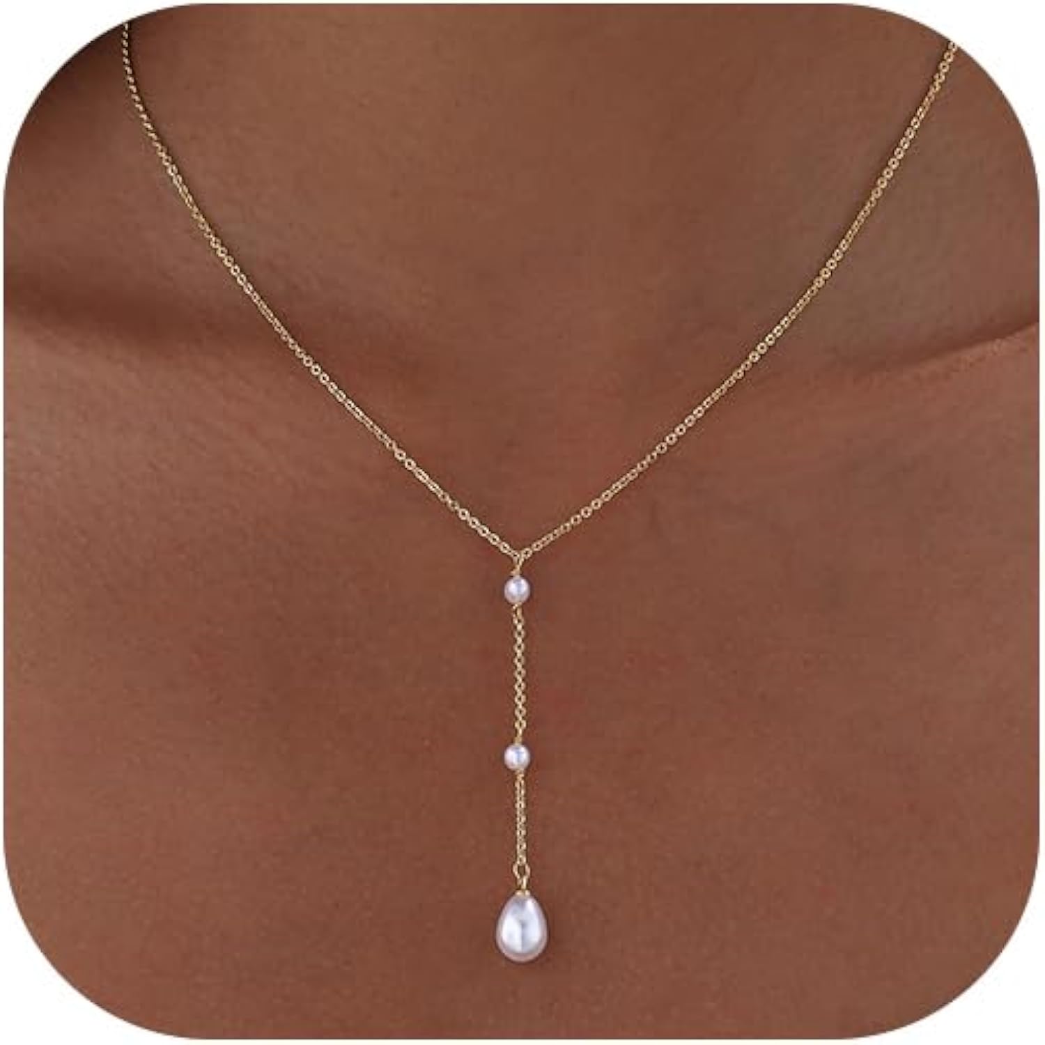 Pearl Necklaces for Women Trendy 14k Gold Plated Cubic Zirconia Pearl Pendant Necklace Valentines Day Wedding Birthday Mother's Day Gifts Dainty Gold Necklace for Women