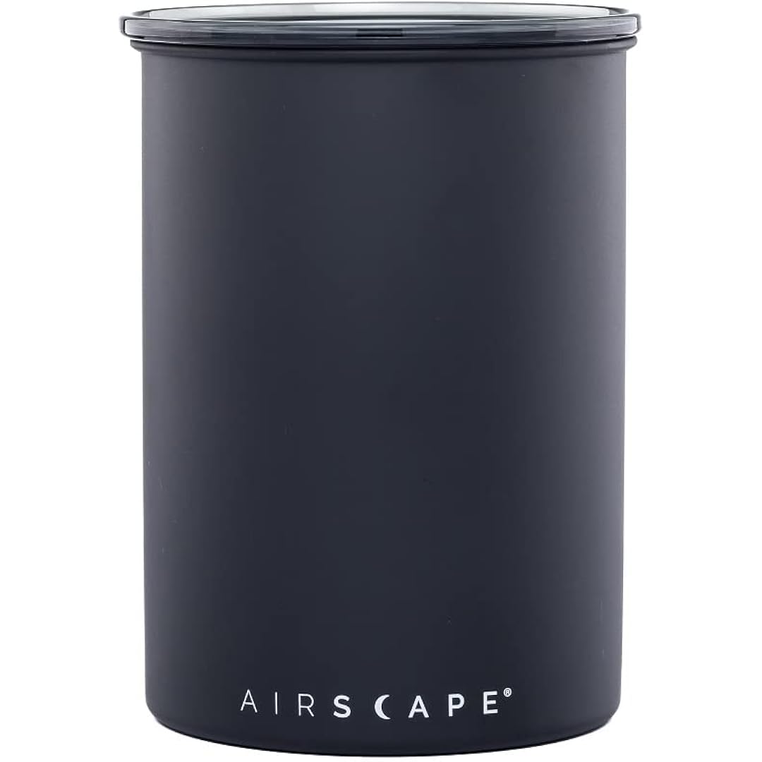 Airscape Planetary Design Stainless Steel Coffee Canister | Food Storage Container | Us Patented Inner Plunger Lid Removes Excess Oxygen | Don'T Buy Airtight, Buy Air-Less | (Medium, Matte Black)
