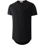 Kliegou Men'S 100 Percent Cotton Hipster Longline T-Shirt, Curved Hem Crewneck Tee, Pre-Washed Fabric For Soft Comfort