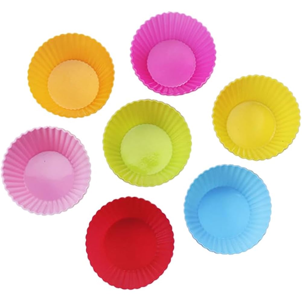 12Pcs Silicone Baking Cup,Non-Stick Cupcake Liners,Reusable Cupcake Molds | Round Cupcake Molds Reusable,Family Pack,High-Temperature Resistant Non-Stick Colorful Baking Cup,Easy To Clean