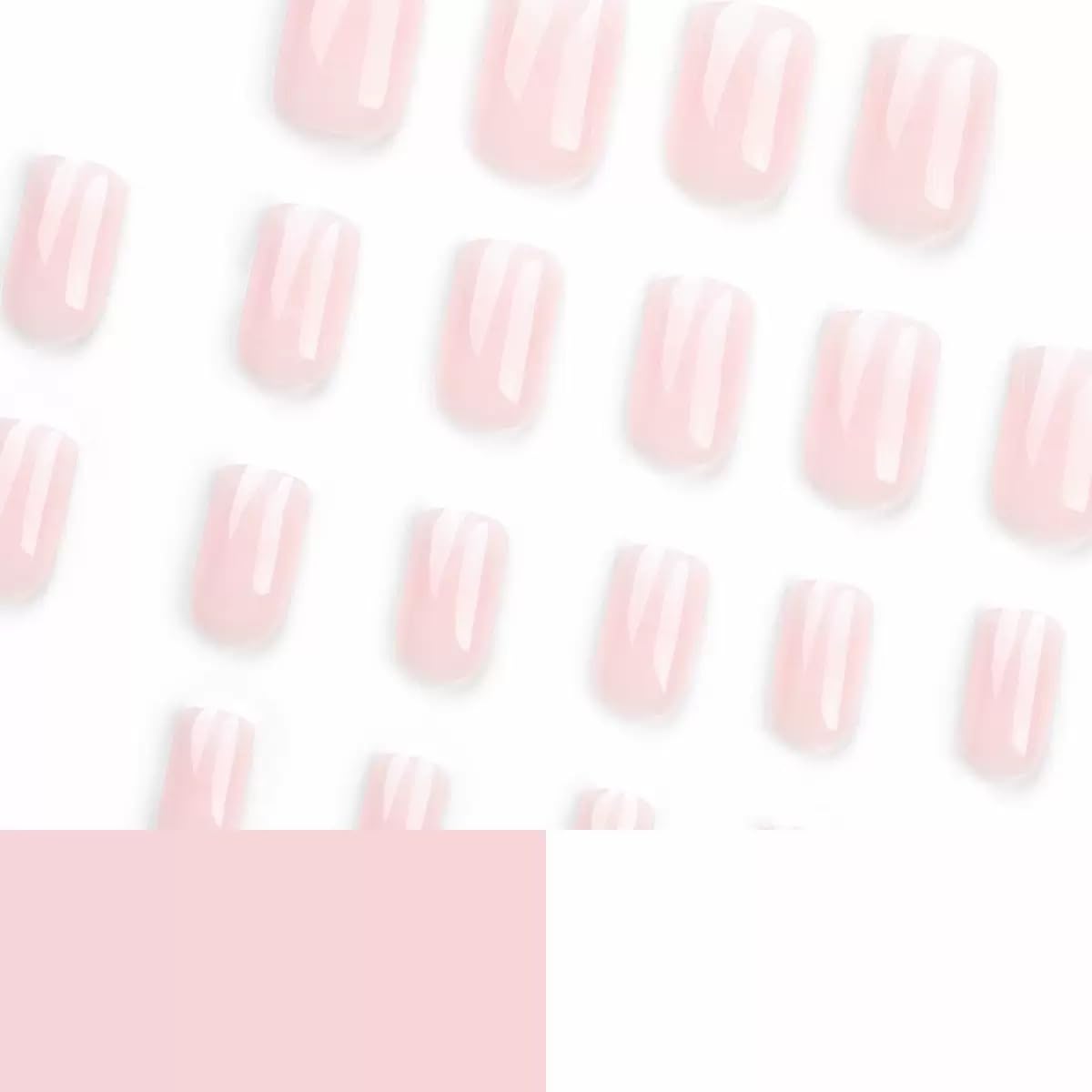 Short Press on Nails Square Fake Nails Pink Ombre False Nails with Glossy Design Glue on Nails Cute Full Cover Stick on Nails Solid Color Acrylic Nails for Women Manicure Decoration 24Pcs