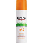 Eucerin Sun Clear Skin Face Sunscreen Lotion Spf 50 For Acne Prone And Oily Skin, Lightweight Sunscreen With Oil-Absorbing Minerals, Won'T Cause Breakouts, Hypoallergenic, 2.5 Fl Oz Bottle