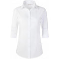 Beninos Women'S 3/4 Sleeve Formal Work Wear White Button Down Shirt