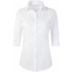 Beninos Women'S 3/4 Sleeve Formal Work Wear White Button Down Shirt