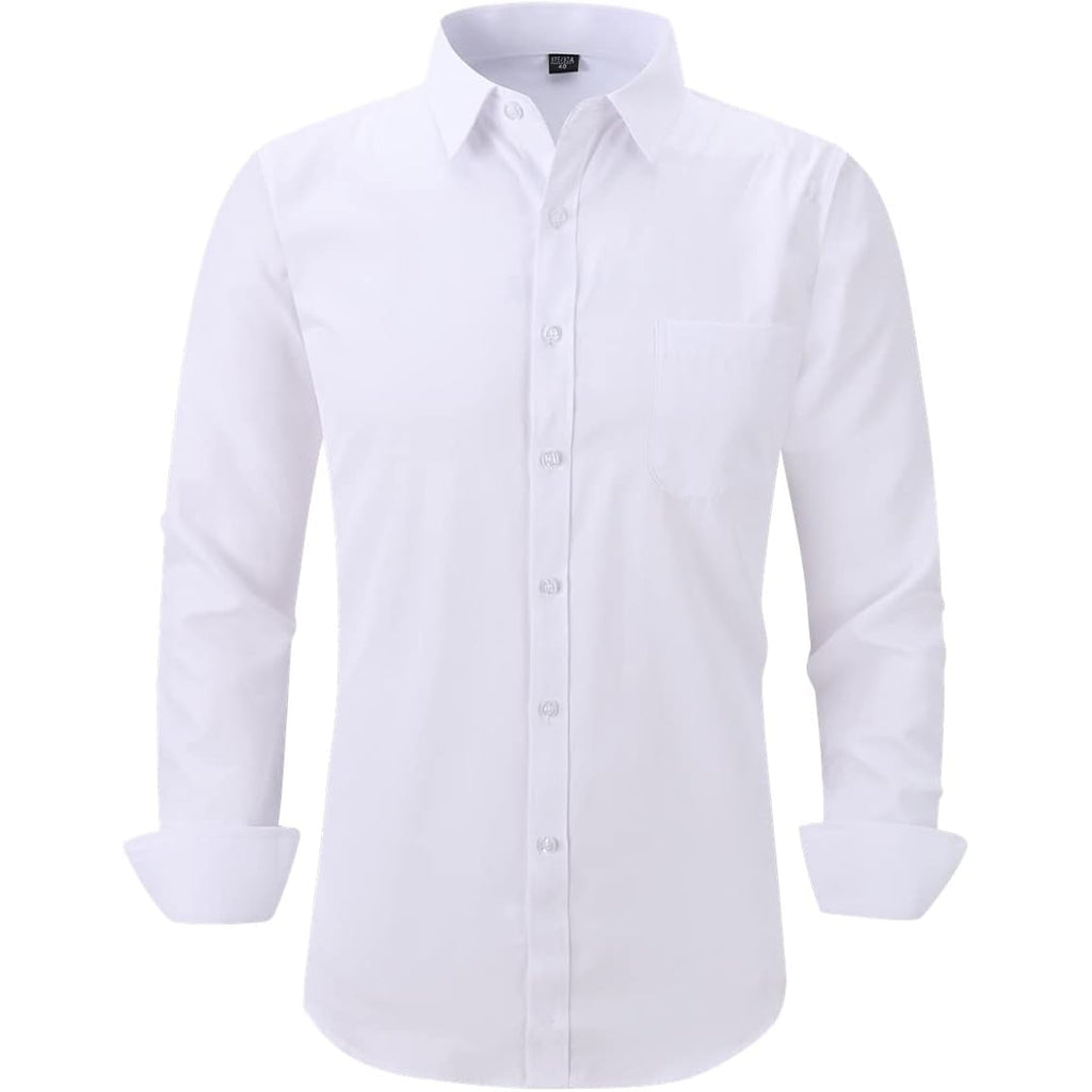 Long Sleeve Dress Shirts For Men - Regular-Fit Casual Button-Down Shirt With Pockets
