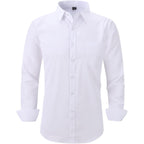 Long Sleeve Dress Shirts For Men - Regular-Fit Casual Button-Down Shirt With Pockets