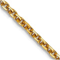 JewelryWeb 14k Yellow Gold Polished 1.3mm Solid Sparkle-Cut Cable Chain Necklace Lobster Claw Chain Necklace for Women and Men