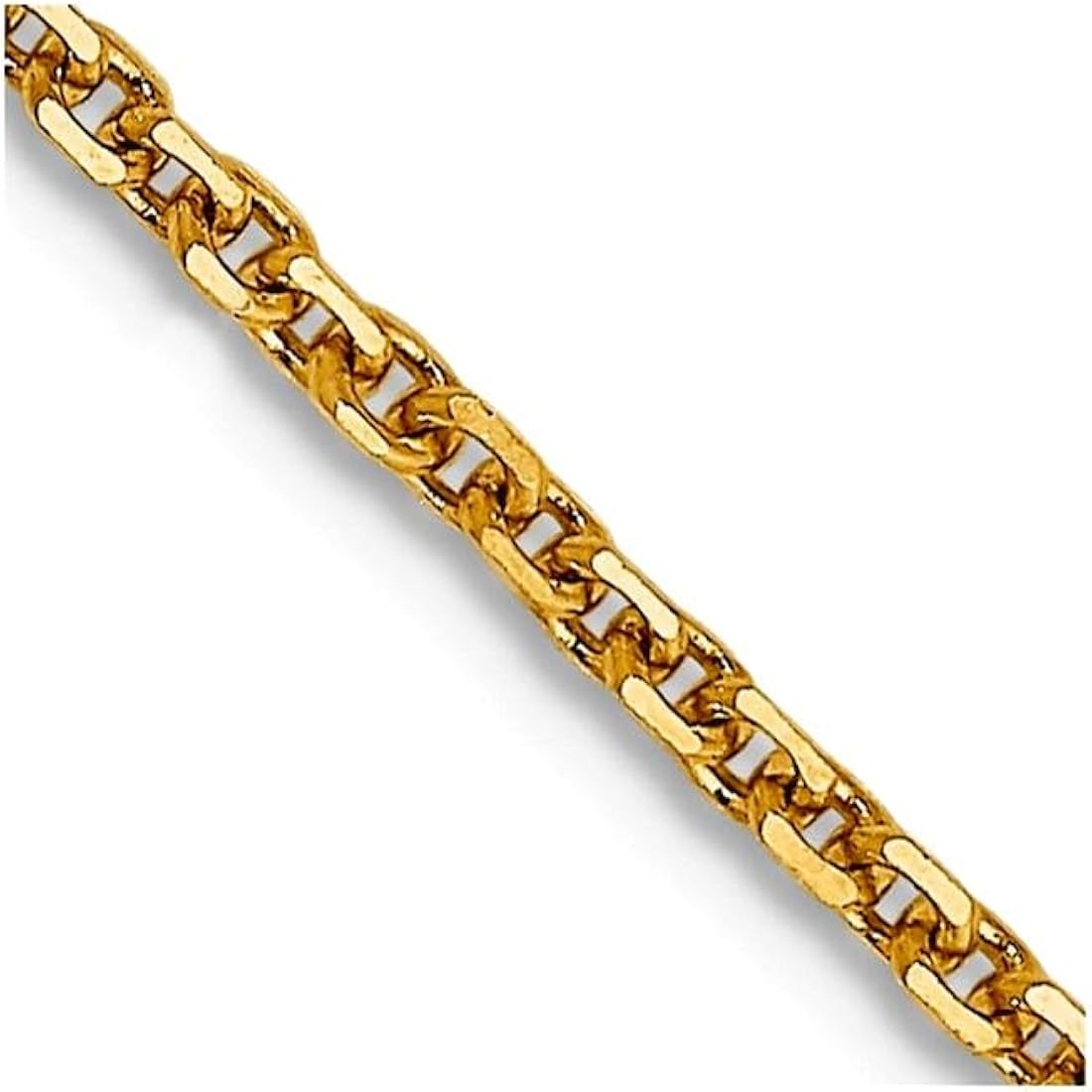 JewelryWeb 14k Yellow Gold Polished 1.3mm Solid Sparkle-Cut Cable Chain Necklace Lobster Claw Chain Necklace for Women and Men