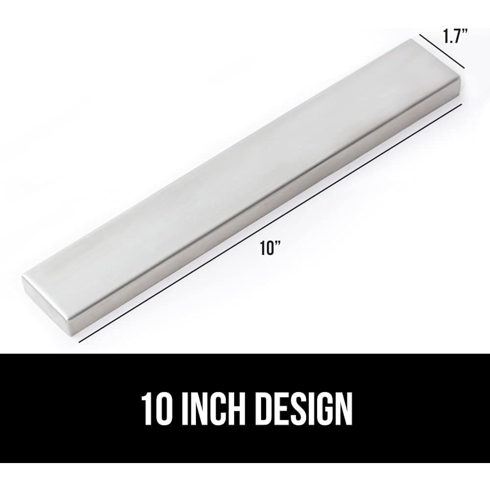 Gorilla Grip 304 Stainless Steel Heavy Duty Magnetic Knife Holder, Secure Wall Mounted Bar For Knives, Tools, Holds Up To 6 Lbs, Kitchen Organizer, 10 Inch Strip, Easy Installation, Screws Included