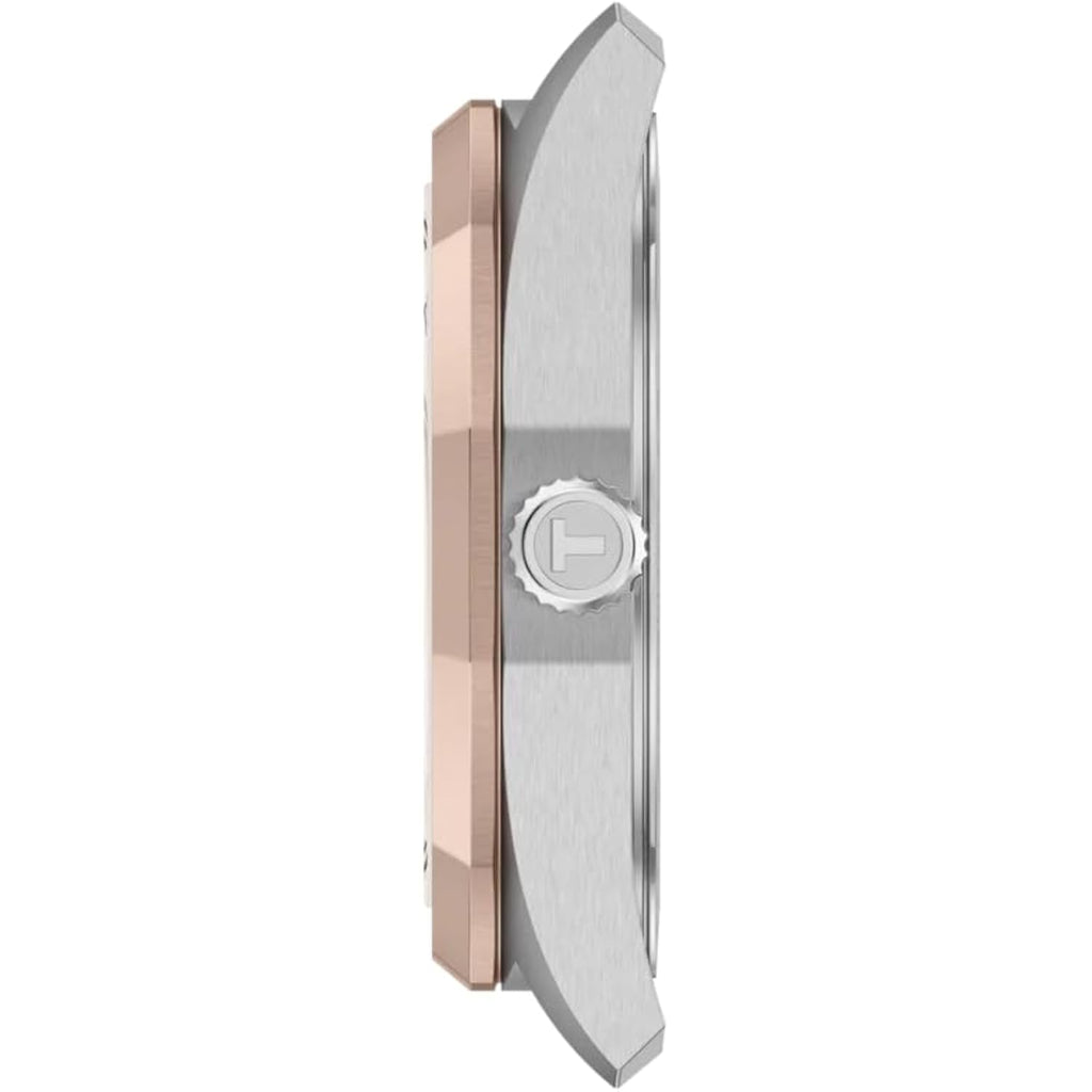 Tissot Prc 100 Solar, White Dial, 34Mm Watch For Women, Two-Tone Rose Gold And Silver Stainless Steel Bracelet, Solar Quartz Movement, T1518222211100