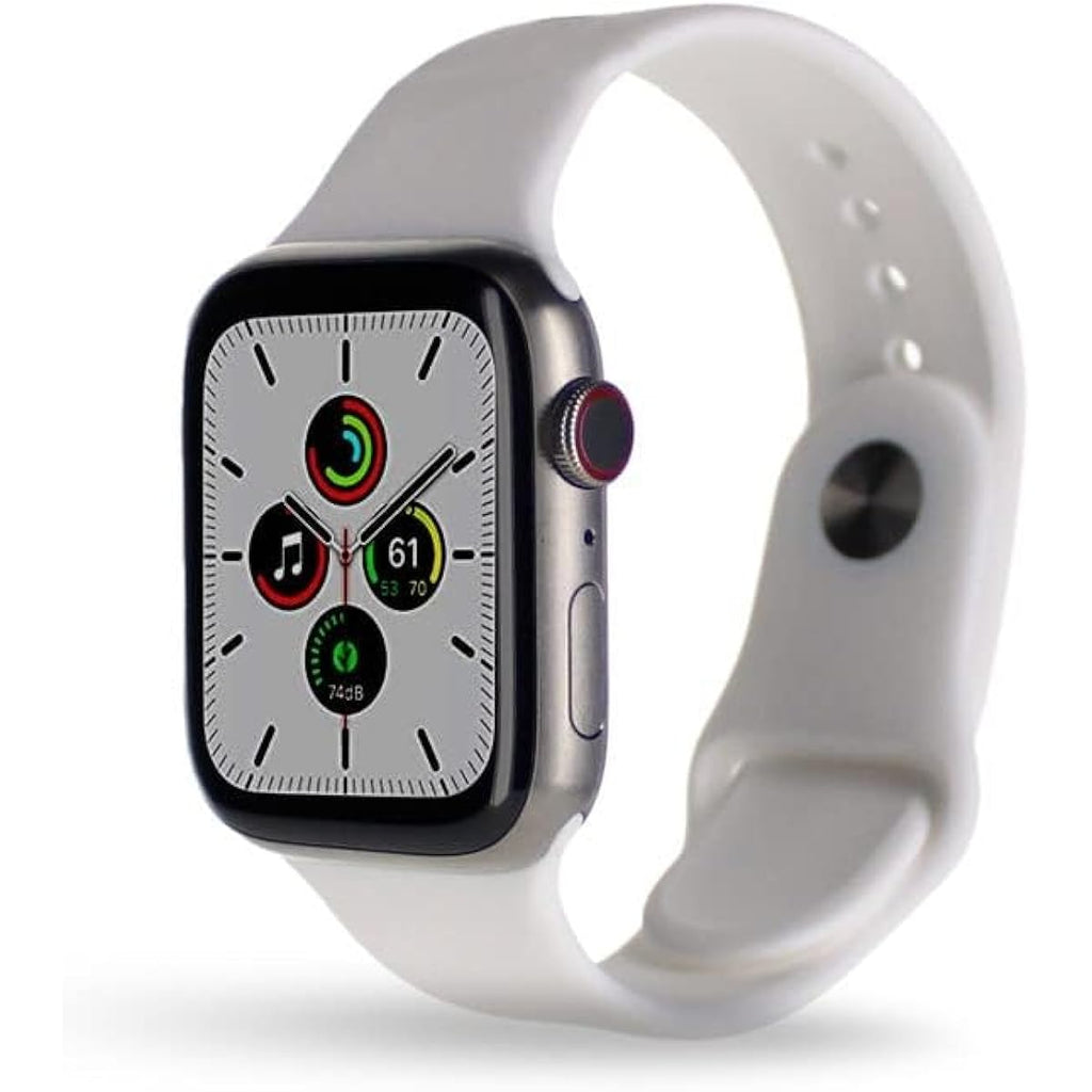 Apple Watch Series 7 (GPS + Cellular, 45MM) Titanium Silver with White Sport Band (Renewed)