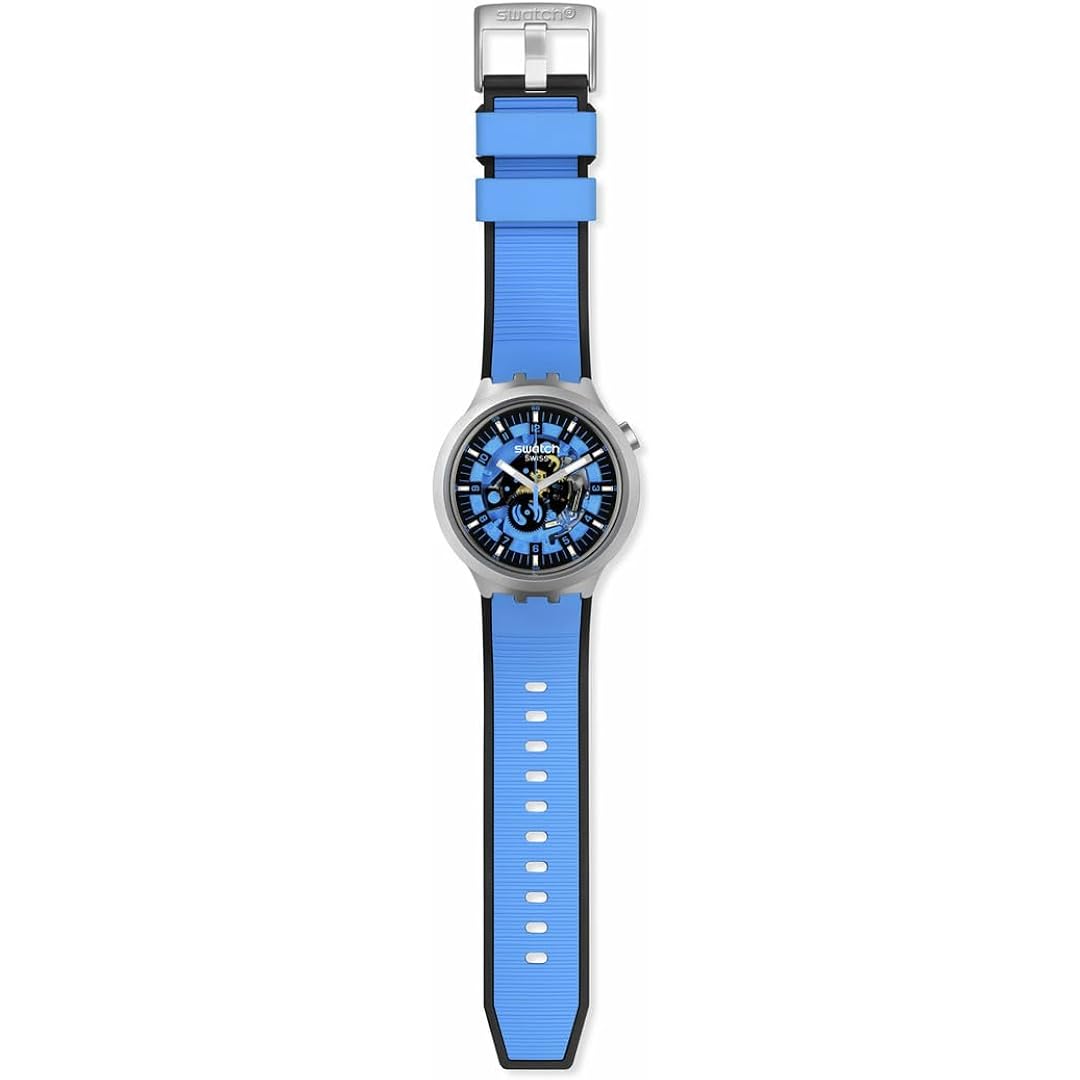 Swatch Big Bold Irony Lacquered Unisex Watch Casual Polymer Blue Automatic Waterproof Azure Blue Daze
