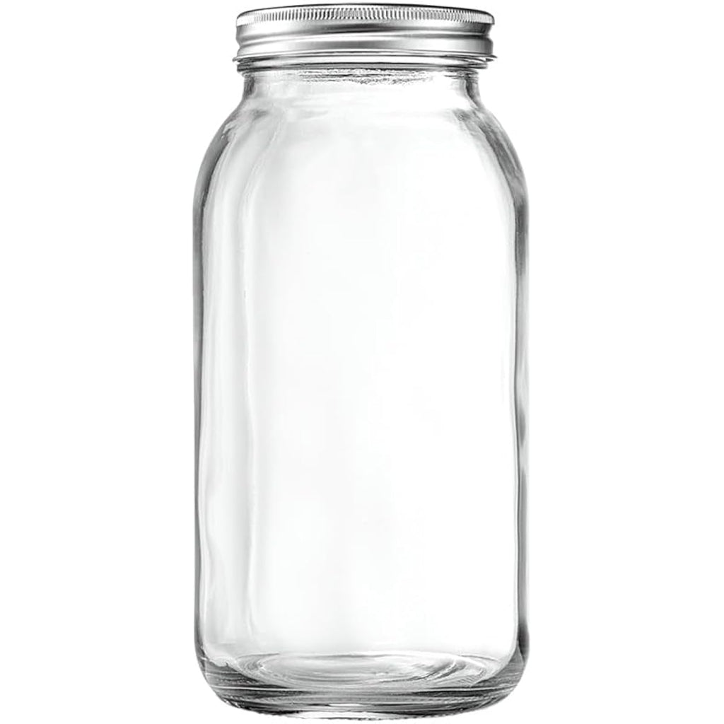 GLING [1 Count 64 oz. Wide-Mouth Glass Mason Jars with Metal Airtight Lids and Bands 2 Quart Large For Preserving, & Meal Prep