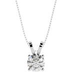 0.5 to 10 Carat 14K White Gold Lab Grown Diamond Solitaire Pendant Necklace, Round Cut Solitaire, 4-Prong Setting, Jewelry for Women (E-F, VS)