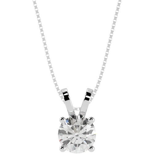 0.5 to 10 Carat 14K White Gold Lab Grown Diamond Solitaire Pendant Necklace, Round Cut Solitaire, 4-Prong Setting, Jewelry for Women (E-F, VS)