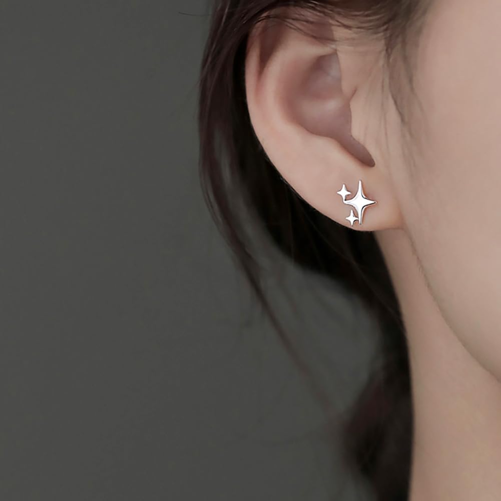 Sterling Silver Post Star Stud Earrings for Women Teen Girls Gifts Trendy Hypoallergenic Small Post Pierced Studs Earrings Jewelry