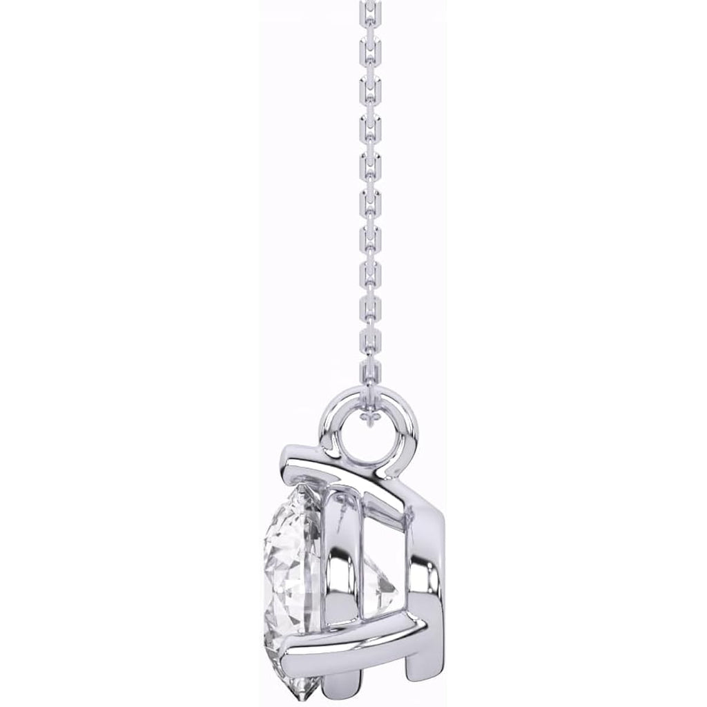 IGI Certified 1 Carat Lab Grown Diamond Round Solitaire Pendant Necklace for Women - 14k White Gold Necklace (I-J, VS1-VS2, 1.00 cttw) - 3-Prong Martini - 18 Inch Chain