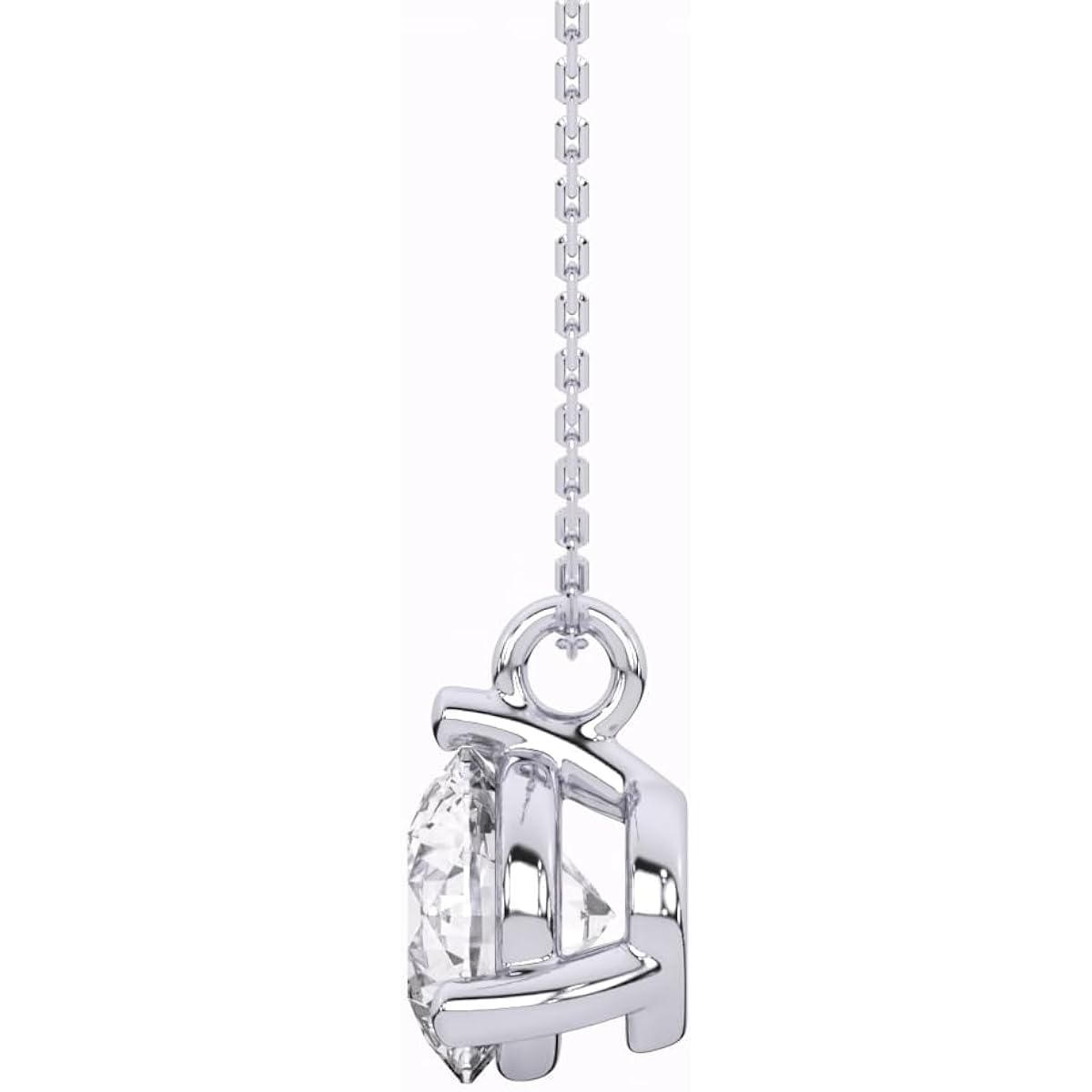 IGI Certified 1 Carat Lab Grown Diamond Round Solitaire Pendant Necklace for Women - 14k White Gold Necklace (I-J, VS1-VS2, 1.00 cttw) - 3-Prong Martini - 18 Inch Chain