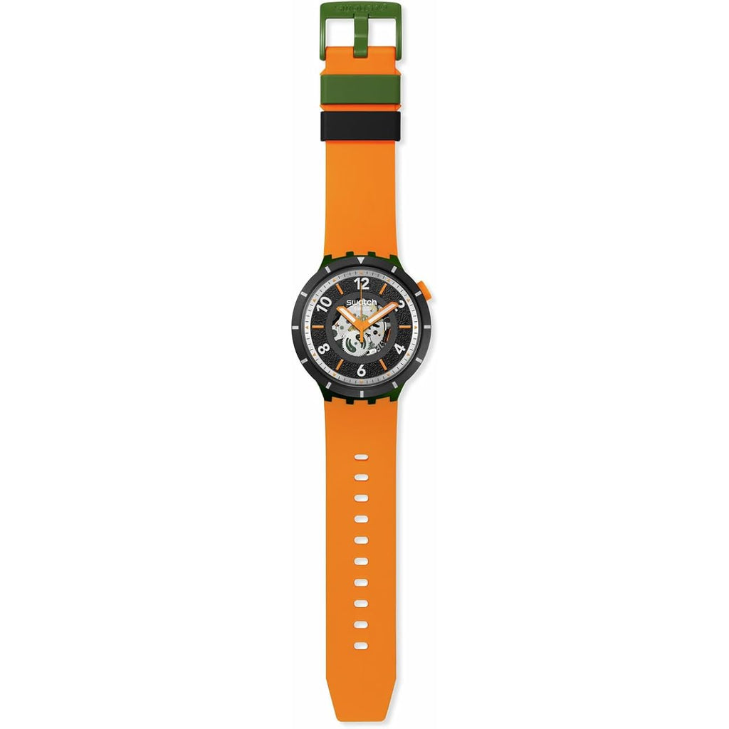 Swatch Big Bold Bioceramic Unisex Watch Casual Polymer Orange Automatic Waterproof Fall-Iage