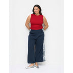 Cider Plus Size Tops For Women Sleeveless Ruched Crew Neck Crop Tank Top Summer Casual Outfits