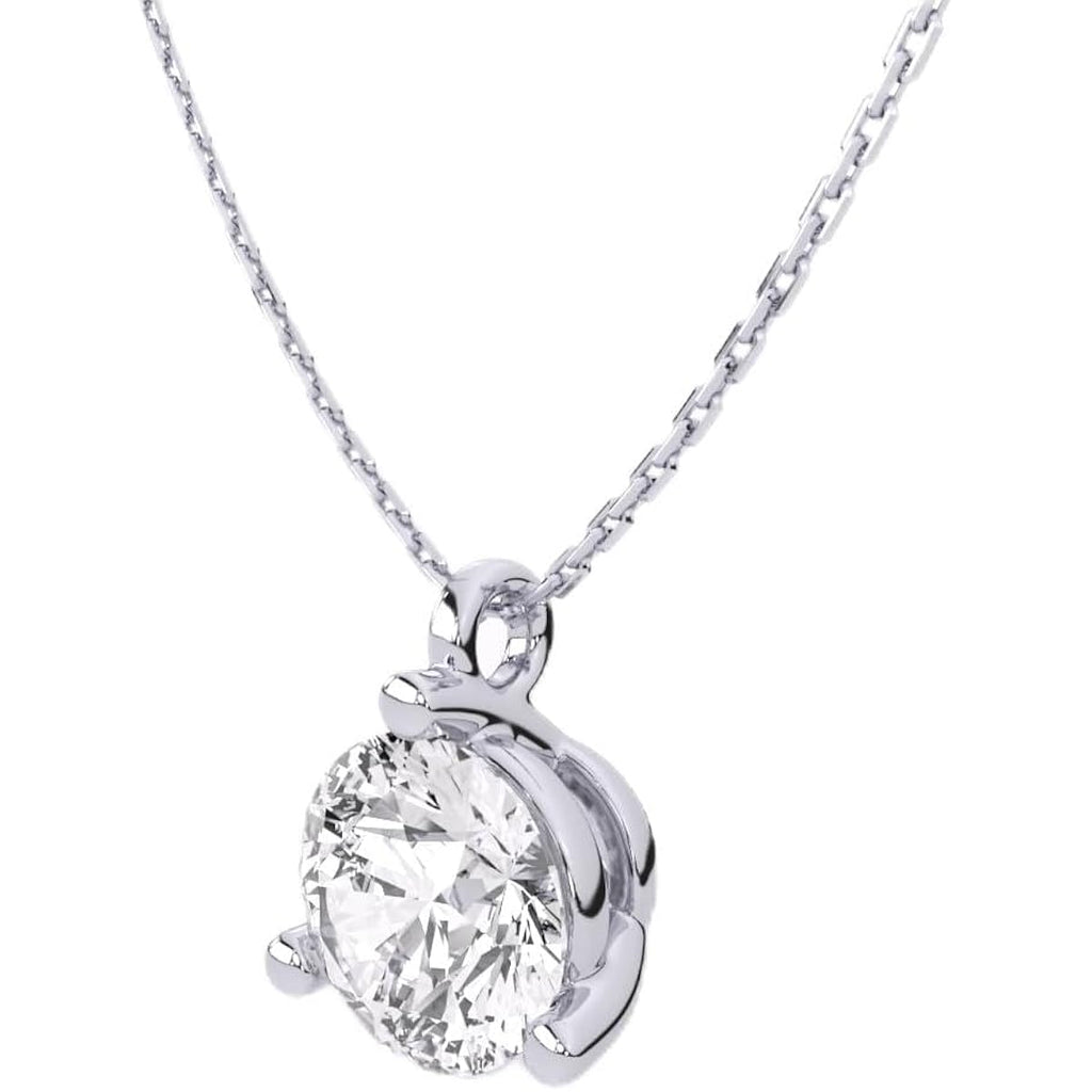 IGI Certified 1 Carat Lab Grown Diamond Round Solitaire Pendant Necklace for Women - 14k White Gold Necklace (I-J, VS1-VS2, 1.00 cttw) - 3-Prong Martini - 18 Inch Chain