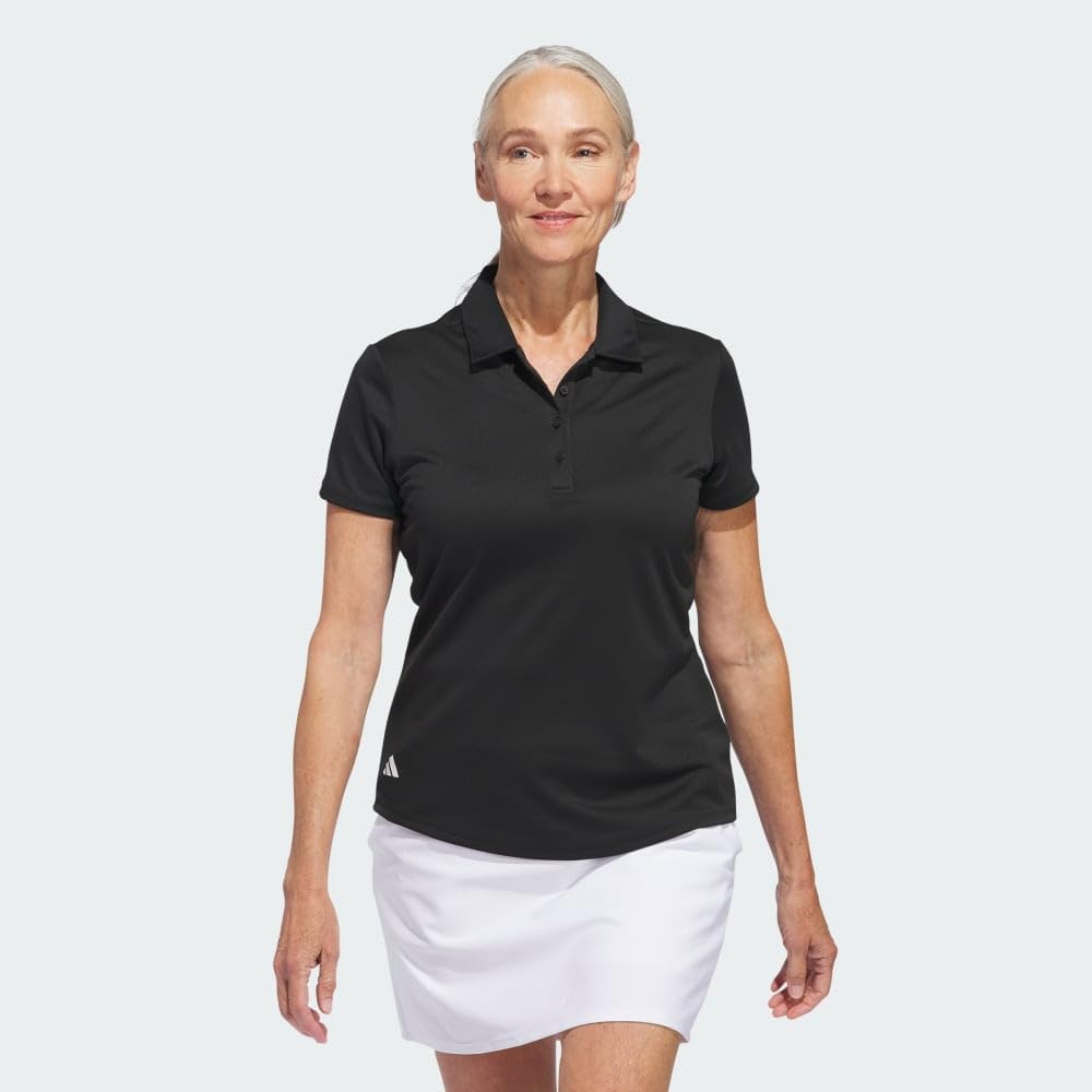 Women's Solid Performance Polo Shirt, Black, Medium