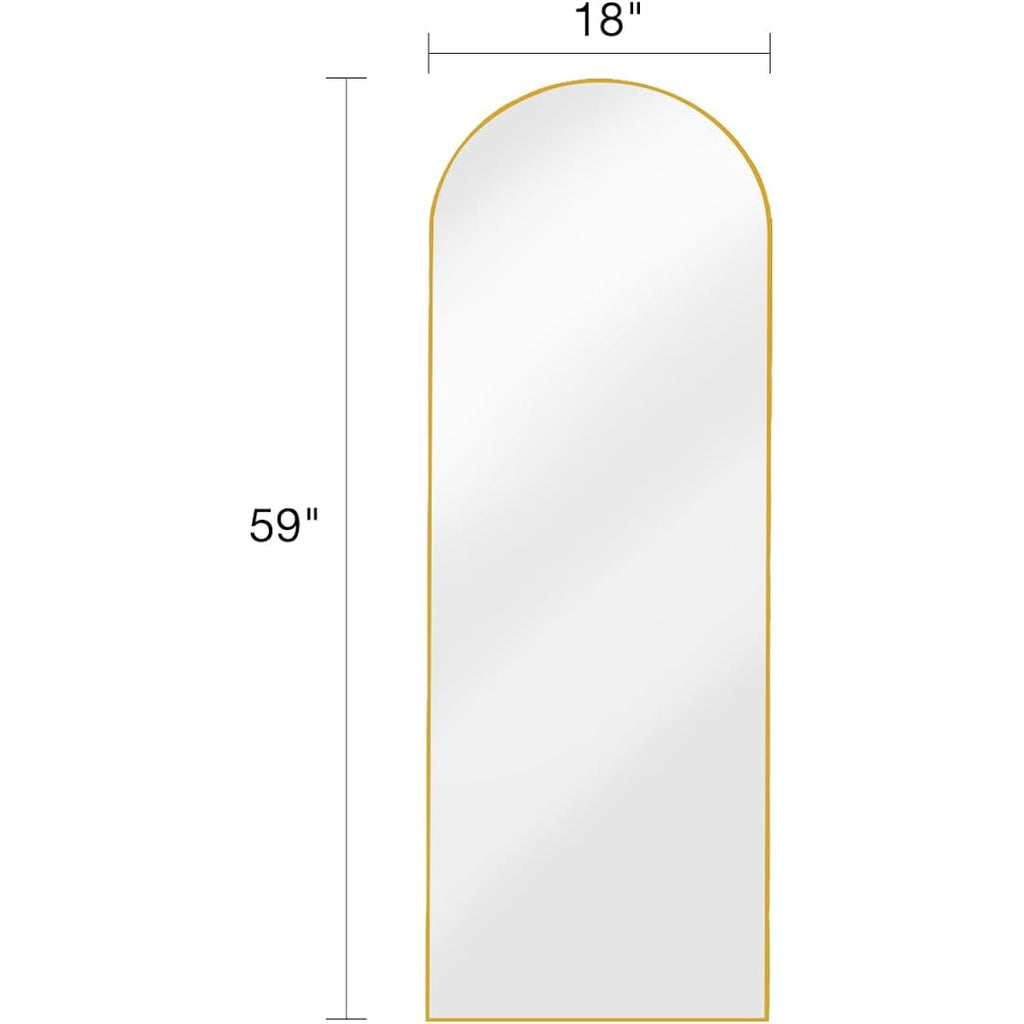 Itsrg Floor Mirror, Full Length Mirror With Stand, Arched Wall Mirror, Gold Floor Mirror Freestanding, Wall Mounted Mirror For Bedroom Living Room, Gold