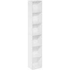 Furinno Luder Book Shelf, 6-Tier Tall Modern Bookshelf, Bookcase With Open Shelves, 9.3 X 12 X 71, For Living Room, Bedroom, Home Office, White
