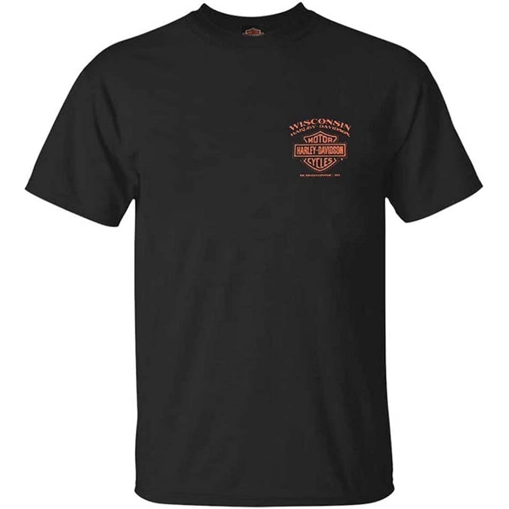 Harley-Davidson Men'S Eagle Piston Short Sleeve Crew-Neck Cotton T-Shirt - Black