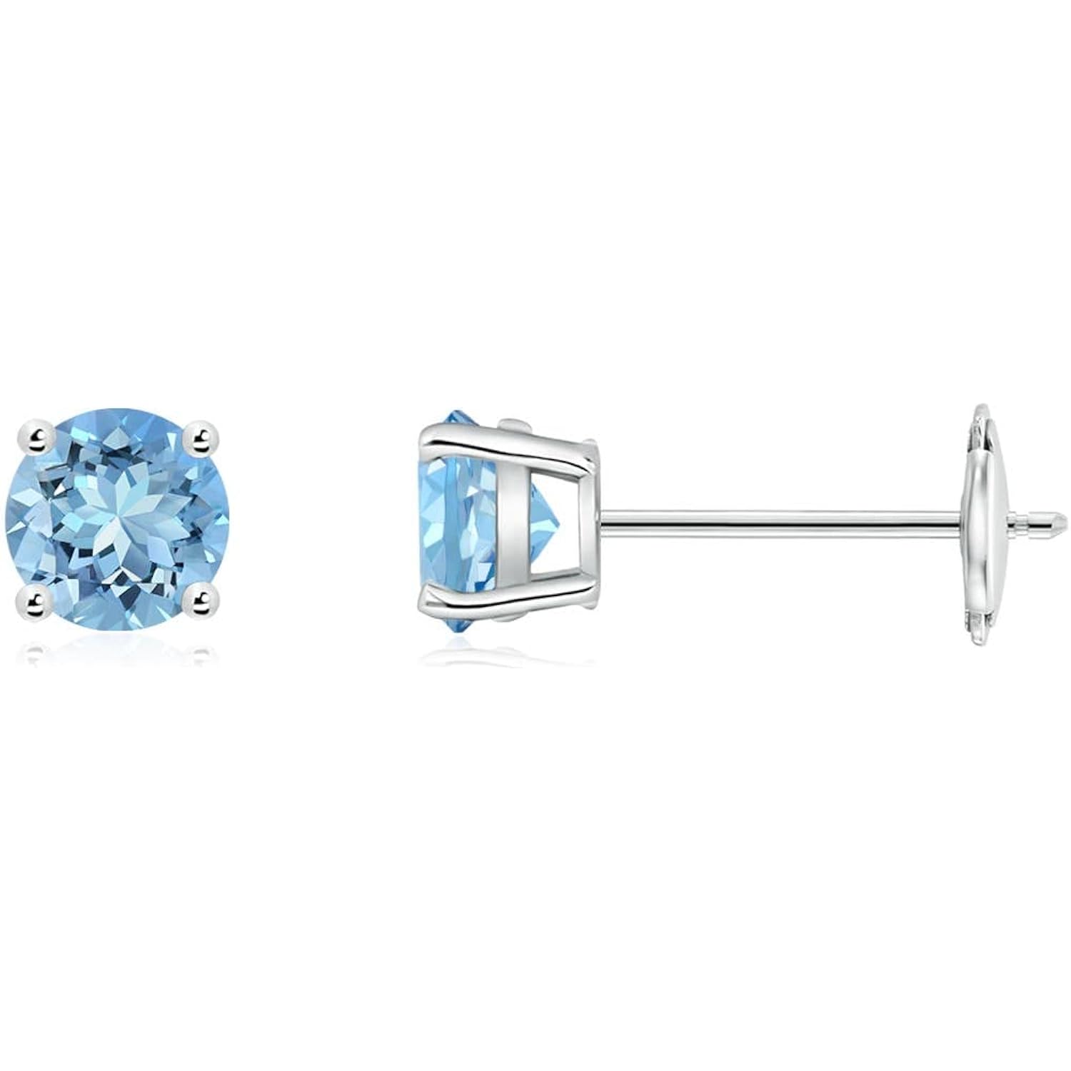 ANGARA - Women's Stud Earrings in 14K Solid Gold | Round Gemstone Earrings | Birthday, Anniversary Jewelry