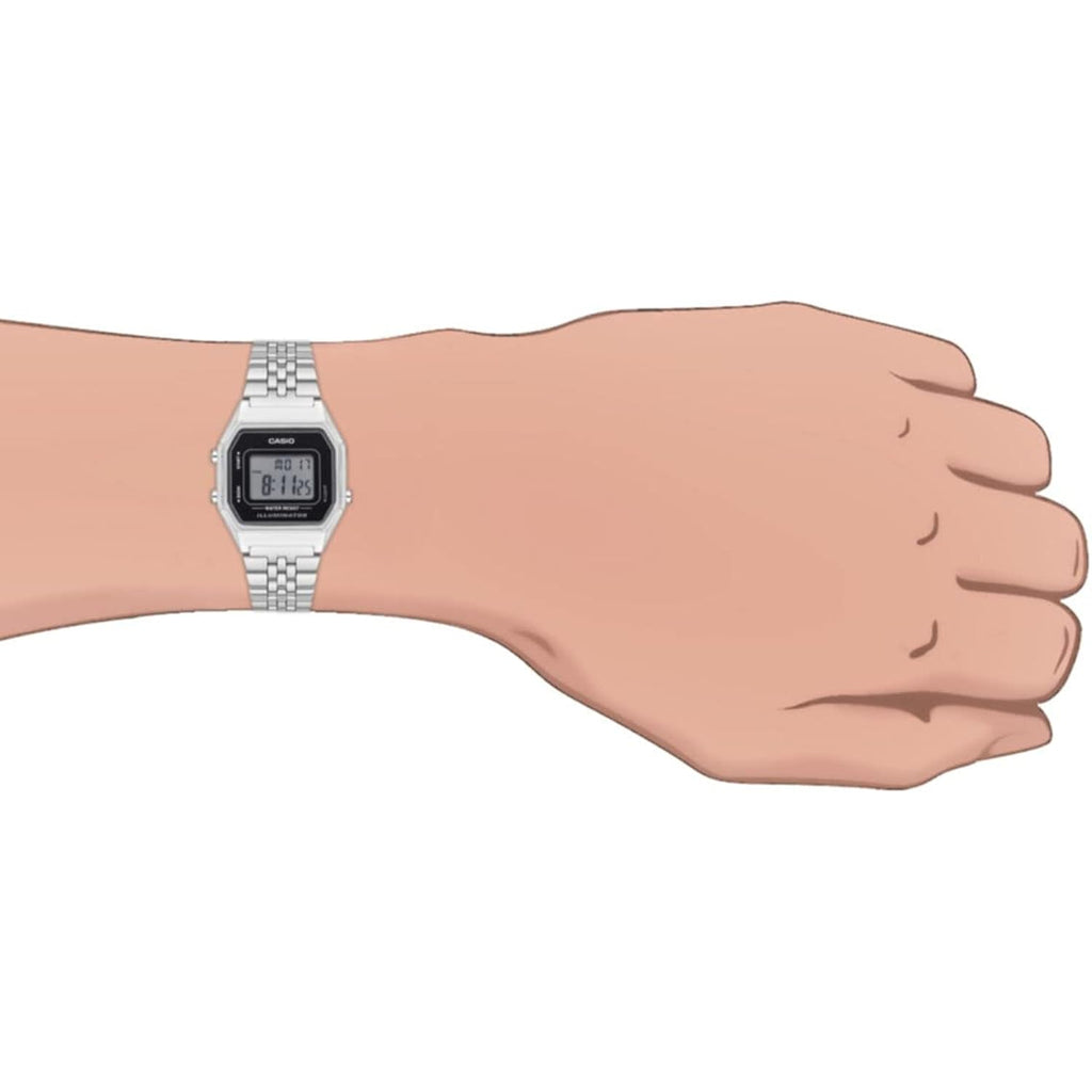 Casio Ladies Mid-Size Silver Tone Digital Retro Watch La-680Wa-1Df