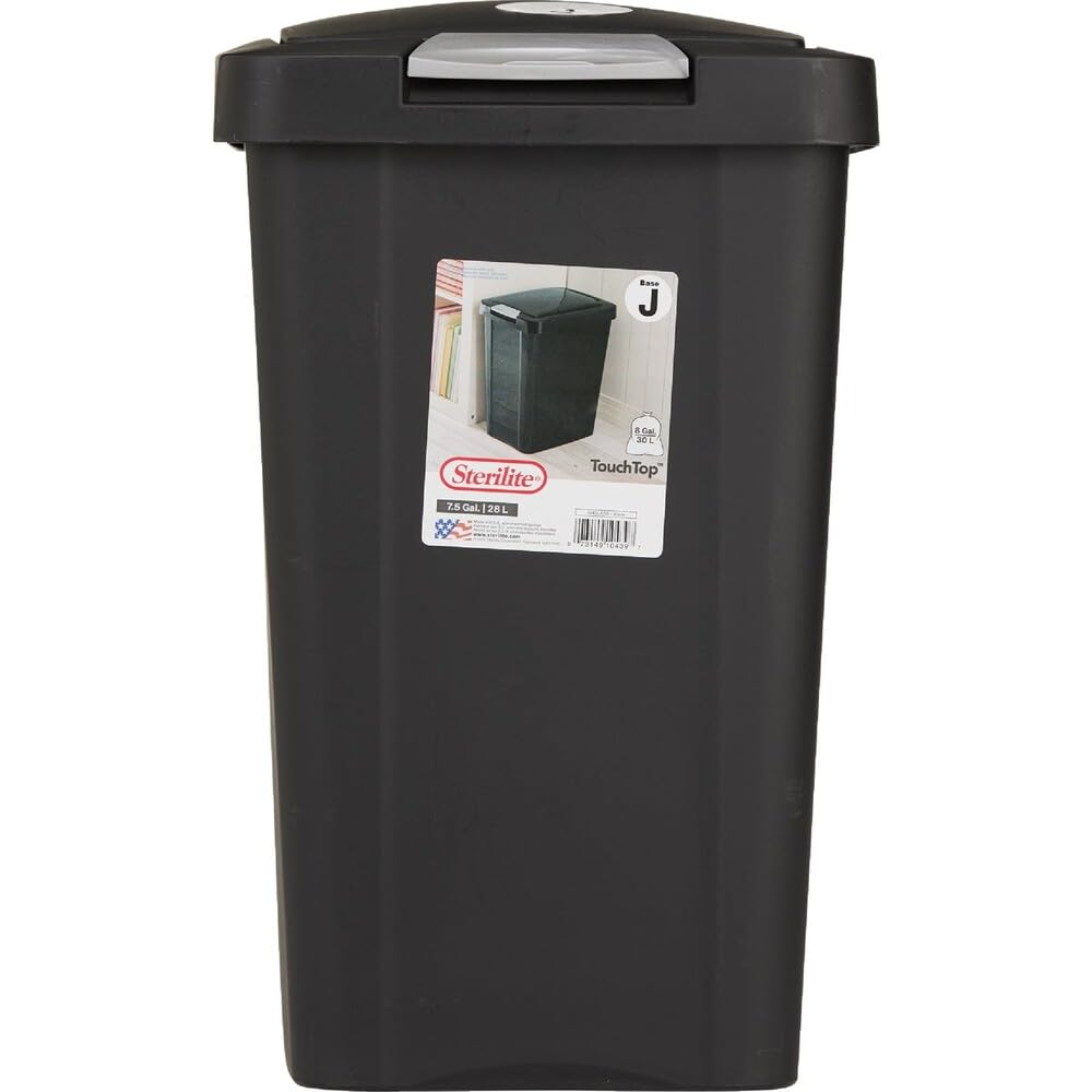 Sterilite 7.5 Gal. Black Touchtop Wastebasket - 1 Each
