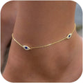 Rotnso Anklets for Women 14K Gold Silver Plated Ankle Bracelets Trendy Waterproof Boho Anklets Set Adjustable Dainty Cute Diamond Beaded Heart Non Tarnish Summer Beach Jewelry Gift