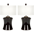 Safavieh Lighting Collection Gary Modern Dark Brown Ceramic 24-Inch Bedroom Living Room Home Office Desk Nightstand Table Lamp Set Of 2 (Led Bulbs Included)