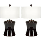 Safavieh Lighting Collection Gary Modern Dark Brown Ceramic 24-Inch Bedroom Living Room Home Office Desk Nightstand Table Lamp Set Of 2 (Led Bulbs Included)