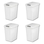 7.5 Gallon White Wastebasket With Touch-Open Lid: Ideal Office Trash Can, Under Sink Trash Can, Or Garbage Can With Lid For Kitchen, Bathroom, Mudroom