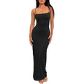 Lillusory Womens Summer Casual Slip Dresses Spaghetti Strap Double Lined Bodycon Maxi Dress