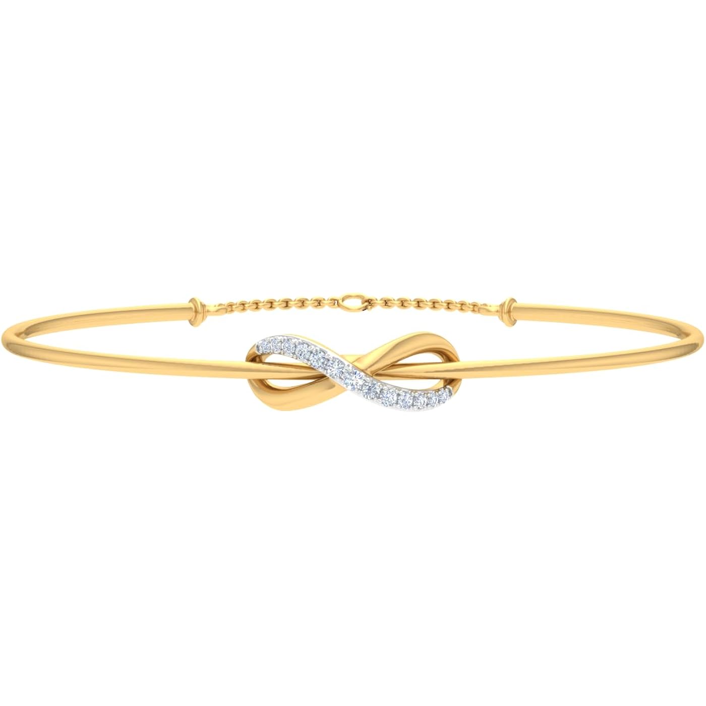 0.15 Carat Natural Diamond Infinity Sign Bangle Bracelet for Women in 14K Gold (7.5 Inch)