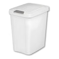 7.5 Gallon White Wastebasket With Touch-Open Lid: Ideal Office Trash Can, Under Sink Trash Can, Or Garbage Can With Lid For Kitchen, Bathroom, Mudroom