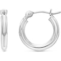 14k White Gold Classic Round Hoop Earrings